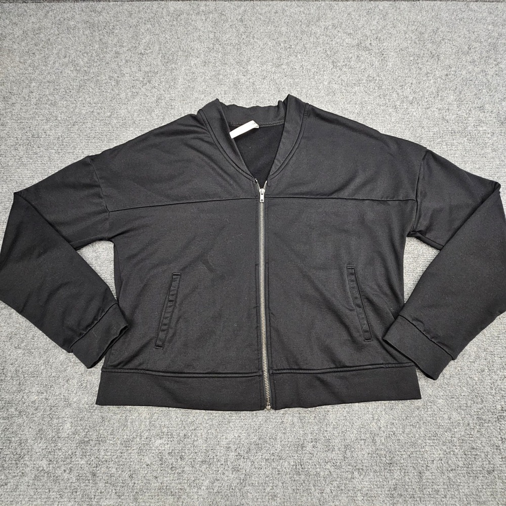 Fabletics Women Jacket Full Zip Bomber Fleece Lined Activewear Black‎ Size L